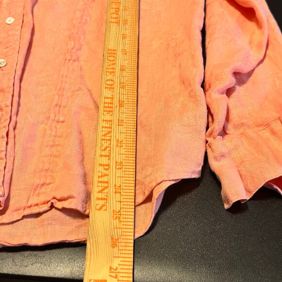 Tommy Bahama Women’s 100% Linen Button Front Shirt Coral Pink Long Sleeve Size M - Picture 4 of 6